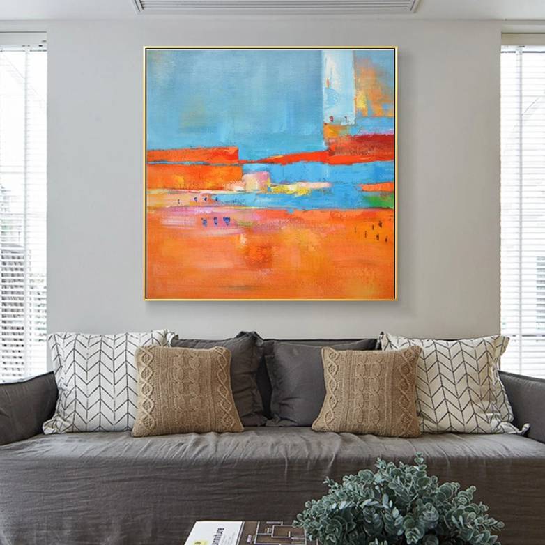 White Handmade Coastal Contemporary Abstract Canvas Artwork E795H
